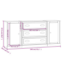 Buffets 3 pcs gris béton bois d'ingénierie