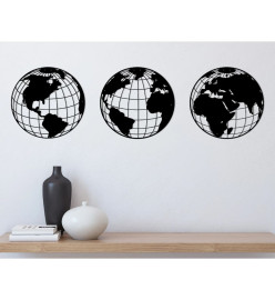 Homemania Décoration murale Carte du monde 140x41 cm Acier Noir