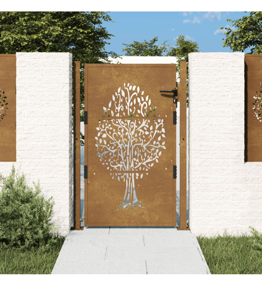 Portail de jardin 105x130 cm acier corten conception de l'arbre