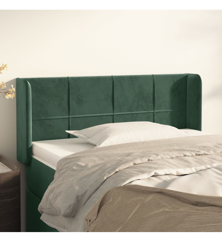 Tête de lit avec oreilles Vert foncé 83x16x78/88 cm Velours Tête de lit avec oreilles Vert foncé 83x16x78/88 cm Velours