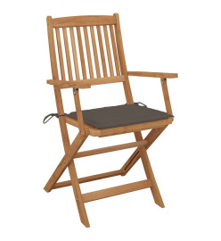 Chaises pliables de jardin 4 pcs avec coussins Bois d'acacia