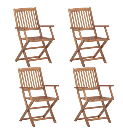 Chaises pliables de jardin 4 pcs avec coussins Bois d'acacia