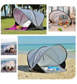 DERYAN Tente de plage escamotable XXL 155x133x95 cm Argenté