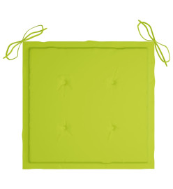 Chaises de jardin 2 pcs avec coussins vert vif Teck massif