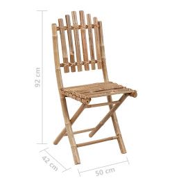Mobilier à dîner d'extérieur pliable 5 pcs avec coussins Bambou