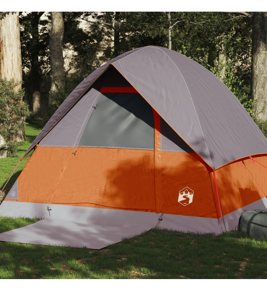 Tente de camping à dôme 4 personnes orange imperméable