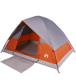 Tente de camping à dôme 4 personnes orange imperméable