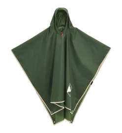 Poncho de pluie avec capuche design 2 en 1 vert 223x145 cm