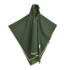 Poncho de pluie avec capuche design 2 en 1 vert 223x145 cm