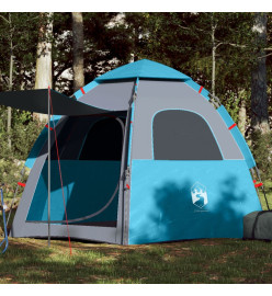 Tente de camping cabine 4 personnes bleu libération rapide