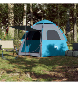 Tente de camping cabine 4 personnes bleu libération rapide