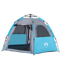 Tente de camping cabine 4 personnes bleu libération rapide