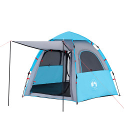 Tente de camping cabine 4 personnes bleu libération rapide