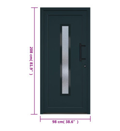 Porte d'entrée anthracite 98x208 cm PVC