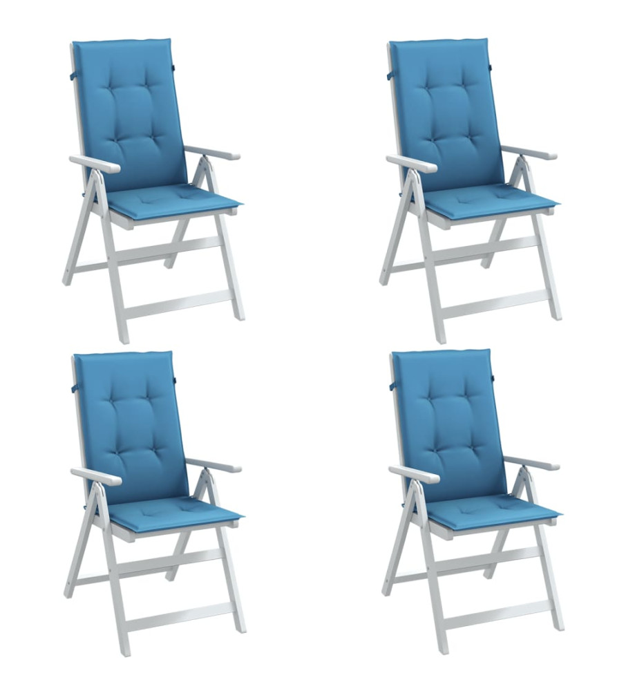 Coussins de chaise à dossier haut lot de 4 bleu mélangé tissu