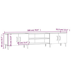 Meuble TV chêne fumé 180x31,5x40 cm bois d'ingénierie