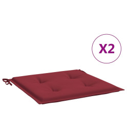 Coussins de chaise de jardin lot de 2 rouge bordeaux 50x50x3 cm