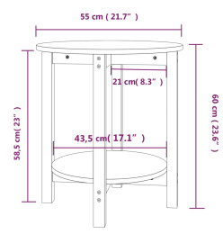 Table basse Marron miel Ø 55x60 cm Bois massif de pin