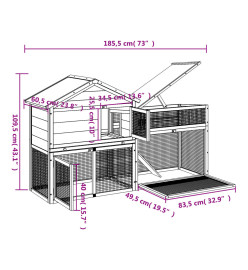 Clapier moka 185,5x60,5x109,5 cm bois de pin massif