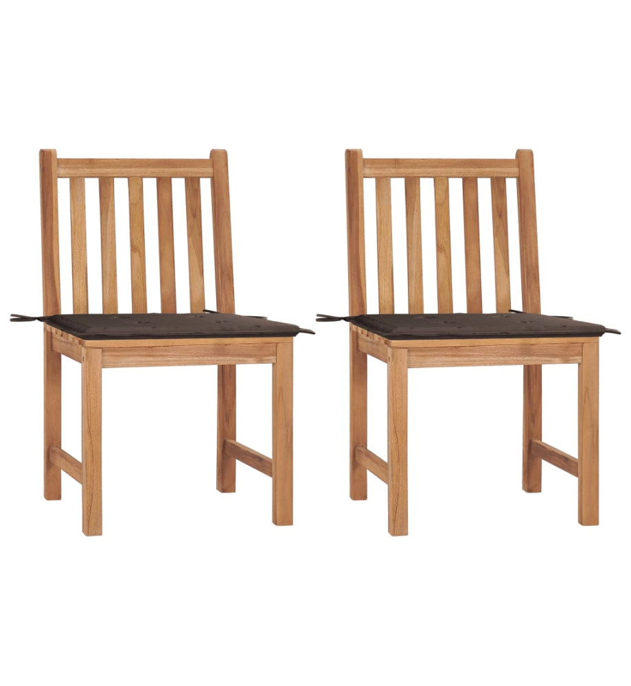 Chaises de jardin 2 pcs avec coussins Bois de teck massif Chaises de jardin 2 pcs avec coussins Bois de teck massif