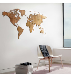 MiMi Innovations Décoration carte du monde murale Bois noyer 130x78 cm