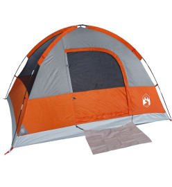 Tente de camping à dôme 3 personnes orange imperméable