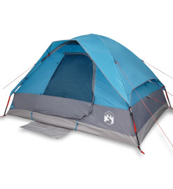 Tente de camping à dôme 4 personnes bleu imperméable