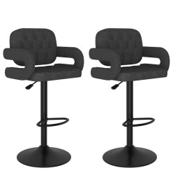 Tabourets de bar lot de 2 gris foncé tissu