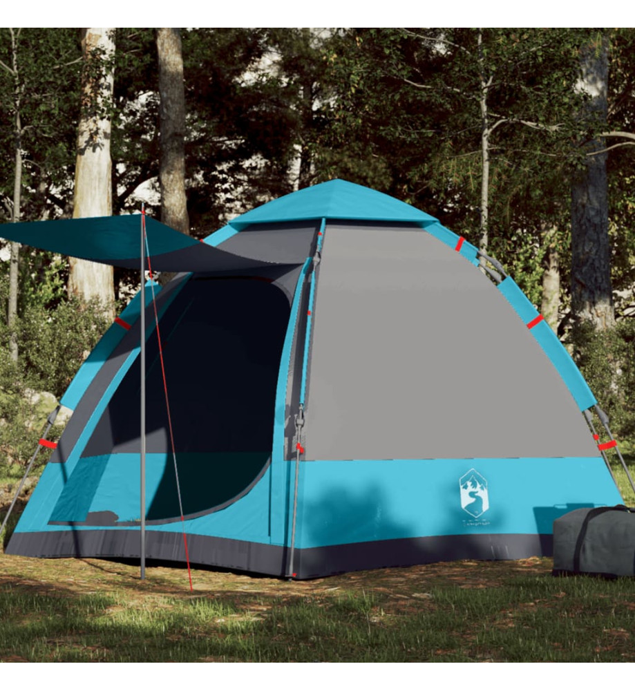 Tente de camping cabine 4 personnes bleu libération rapide