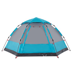 Tente de camping cabine 4 personnes bleu libération rapide