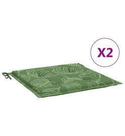 Coussins de chaise lot de 2 motif de feuilles 40x40x3 cm tissu