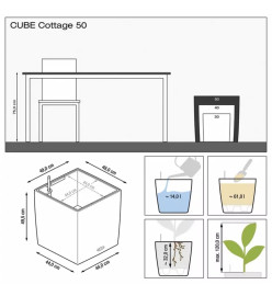 LECHUZA Jardinière CUBE Cottage 50 ALL-IN-ONE Moka