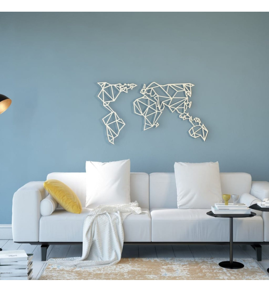 Homemania Décoration murale Carte du monde 100x58 cm Acier Blanc