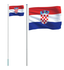 Drapeau de la Croatie et mât 6,23 m Aluminium