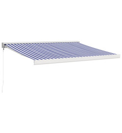 Auvent rétractable bleu et blanc 3,5x2,5 m tissu et aluminium