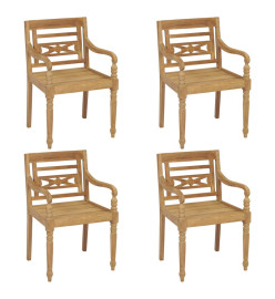 Chaises Batavia avec coussins 4 pcs Bois de teck solide