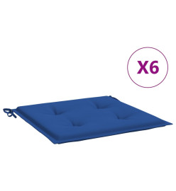 Coussins de chaise de jardin lot de 6 bleu royal 40x40x3 cm