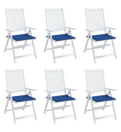 Coussins de chaise de jardin lot de 6 bleu royal 40x40x3 cm