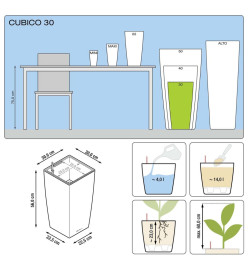 LECHUZA Jardinière Cubico 30 ALL-IN-ONE Blanc haute brillance 18181