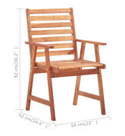 Chaises à dîner d'extérieur 2 pcs avec coussins Acacia massif