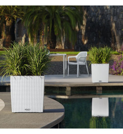 LECHUZA Jardinière CUBE Cottage 40 ALL-IN-ONE Blanc