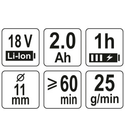 YATO Pistolet à colle à haut débit avec batterie Li-Ion 1,5Ah 11mm 18V