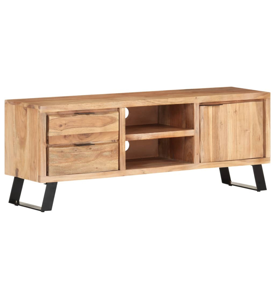 Meuble TV 120x30x42 cm Bois massif d'acacia avec bord naturel