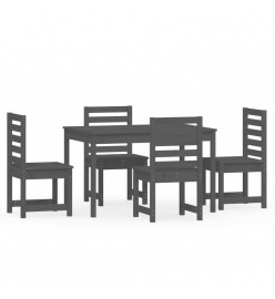 Ensemble à dîner de jardin 5 pcs gris bois massif de pin