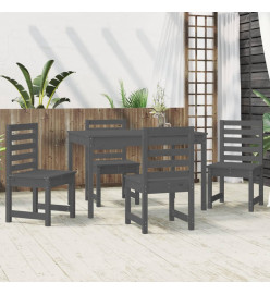 Ensemble à dîner de jardin 5 pcs gris bois massif de pin