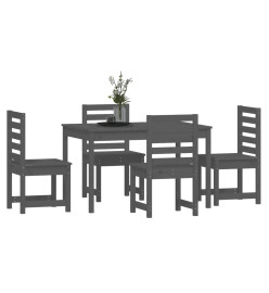 Ensemble à dîner de jardin 5 pcs gris bois massif de pin