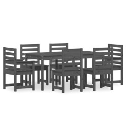 Ensemble à dîner de jardin 7 pcs gris bois massif de pin