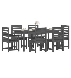 Ensemble à dîner de jardin 7 pcs gris bois massif de pin