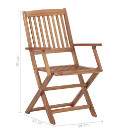 Chaises pliables d'extérieur avec coussins 8 pcs Bois d'acacia