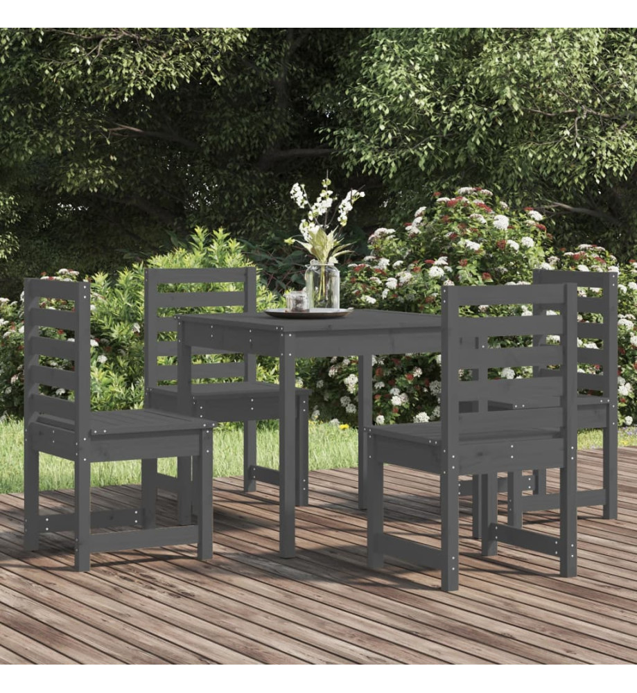 Ensemble à dîner de jardin 5 pcs gris bois massif de pin